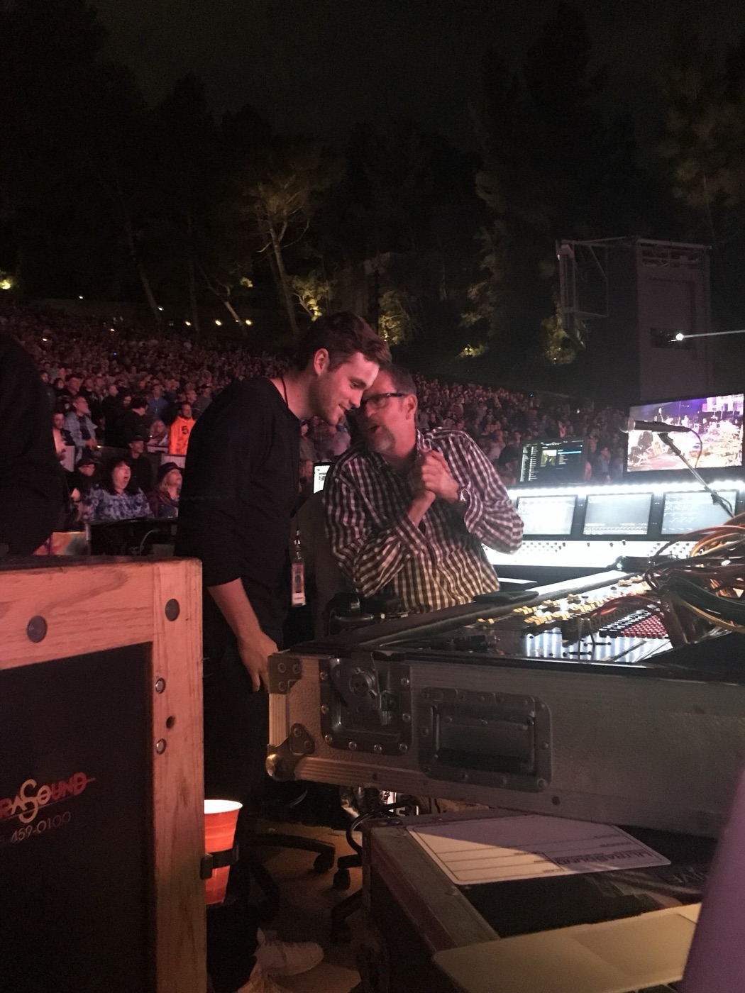 At the front-of-house soundboard during Dead & Company at the Hollywood Bowl