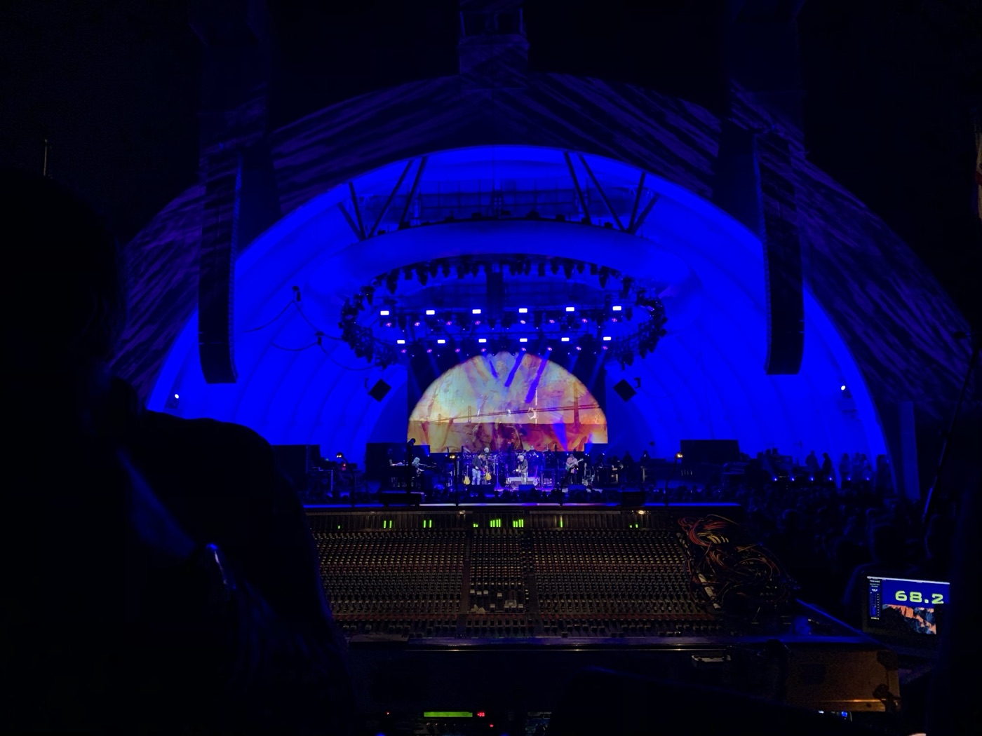 Dead & Company on stage at the Hollywood Bowl, seen from the soundboard