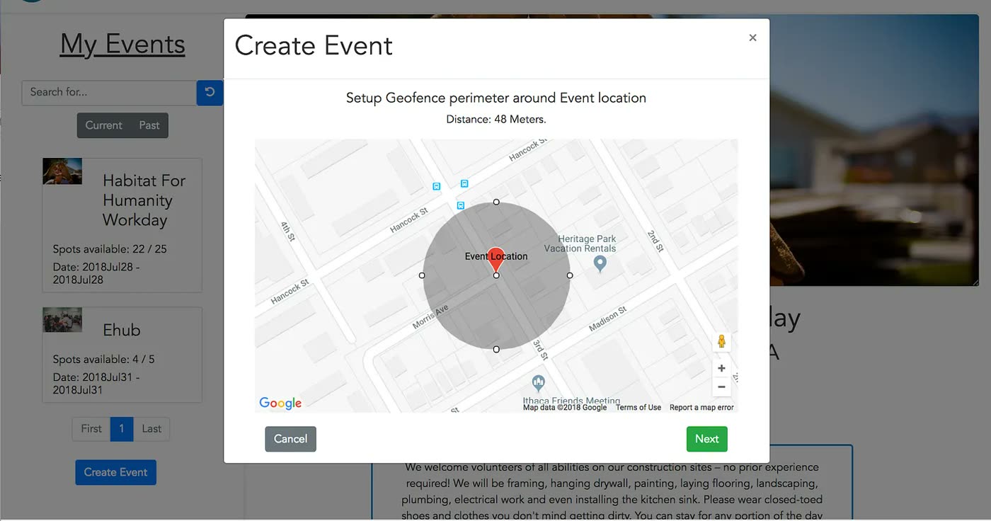 Inserve event creation